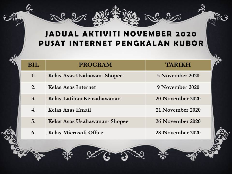 JADUAL AKTIVITI November 2020 2