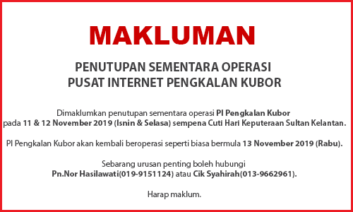NOTIS PENUTUPAN PI Keputeraan Sultan Kelantan